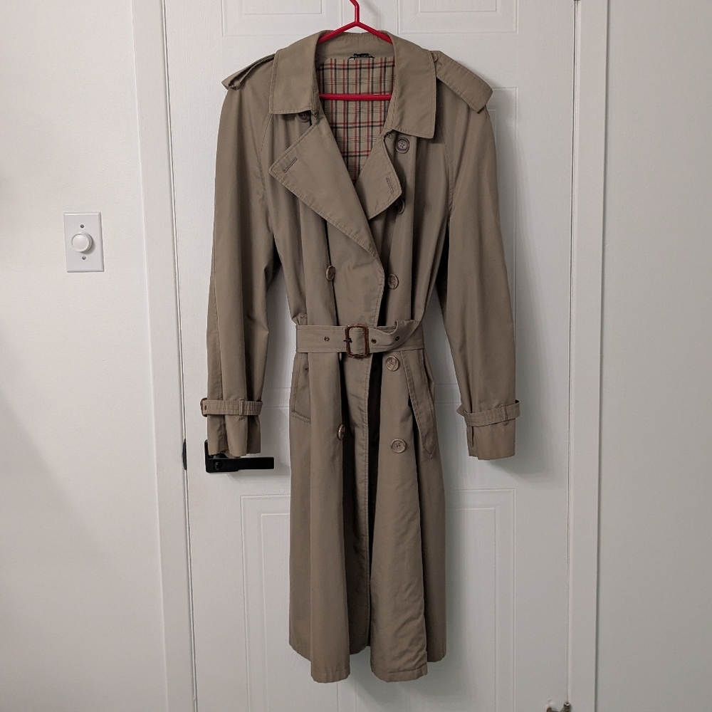 Vintage Tan And Plaid Pattern Trench Coat Size Men's XL, Made In UK